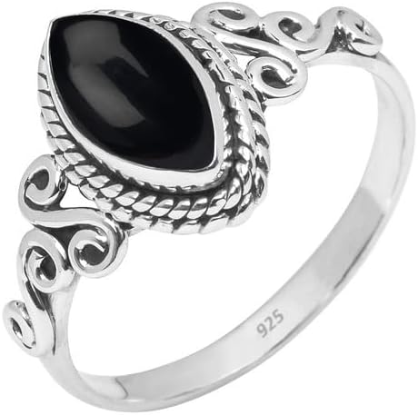 Black Onyx Stone Ring 925 Sterling Silver Statement Ring For Women and Girls Handmade Rings Natural Gemstone Ring Promise Ring For Christmas Size US