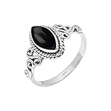 Black Onyx Stone Ring 925 Sterling Silver Statement Ring For Women and Girls Handmade Rings Natural Gemstone Ring Promise Ring For Christmas Size US 9 Gift For Her