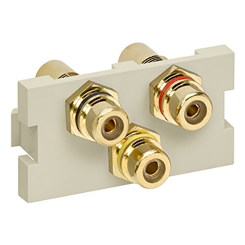 Sistema de salida multimedia de 3 puertos RCA marfil para organizar cables audiovisuales de pared 2