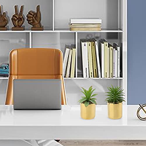 Briful Small Artificial Succulents In Pots Set Of 2 Realistic Faux Succulents Plants With Gold Ceramic Pots Cute Mini Fake Plants Decor For Modern Home Table Office Desk Bathroom Shelf Decoration #TOP3