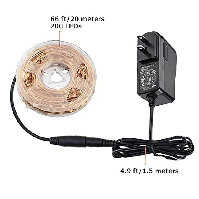 ER CHEN Fairy Lights Plug in, 66Ft/20M 200 LED Starry String Lights Outdoor/Indoor Waterproof Copper Wire Decorative Lights for Bedroom, Patio, Garden, Party, Christmas Tree (Green)