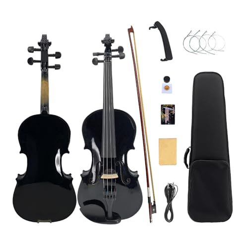 Image of Yinfente Acoustic Violin Electric Violin 4 /4 Full Size Violin 4 String Maple Spruce For Student,Violin For Beginners violin Case,Brazilwood Bow,Cable,Cleaning Cloth,Rosin,Bridge