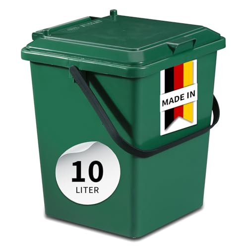 GARANTIA Bio-Eimer 10 Liter grün - Biomülleimer Küche, Komposteimer Küche, Bio Mülleimer, Komposter, Abfall & Recycling, Küchenabfalleimer, Biomüll, Biomülleimer Klein, Kompost, Bioeimer