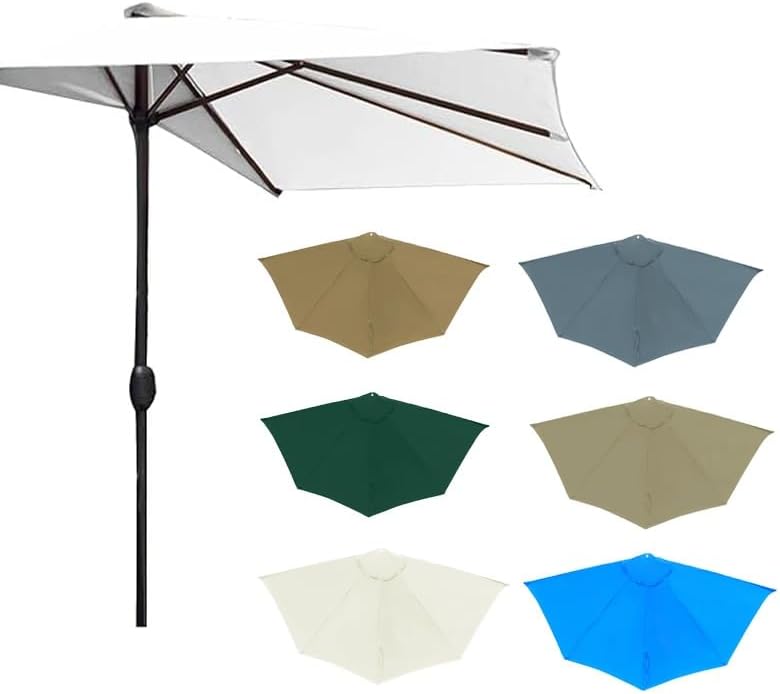 Half Round Replacement Parasol Canopy 9ft Replacement Top Cover for Half Umbrella 5Ribs Outdoor Market Umbrella Replacement Top Cover(Dark Green)