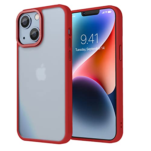 Image of Vaku Luxos Trans Armor for iPhone 14 Plus Cover Case, 6 Feet Drop, Metal Ring Camera Protection, Shockproof, Scratch Resistant, Slim, Compatible with iPhone 14 Plus Back Cover - Red