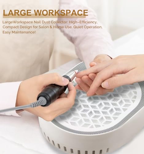Lumcrissy Professional Nail Dust Collector - 4500 RPM Strong Suction, Quiet Adjustable Brushless Turbo Fan, 360° Dust Collection for Acrylic/Gel Nails, Salon & Home Use (Oatmeal) — view 4