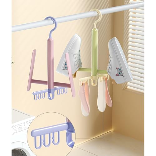 Secador de calzado giratorio con clip seguro organizador vertical ahorro espacio miniatura 3