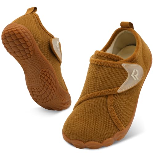 relxfeet Men's Slippers Wide Width Adjustable Orthopedic Diabetic House Shoes for Neuropathy Swollen Feet Relief Non-Slip Rubber Sole Indoor Outdoor (Brown, Size 12)