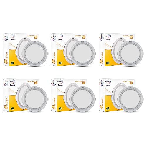 Image of Wipro Garnet 10W Round Led Wave Panel Light for Ceiling|Warm White Light (3000K)|Ultra-Slim Design|Recessed Down Light for False Ceiling|Pop Ceiling Light|Cutout - 125Mm|Pack of 6