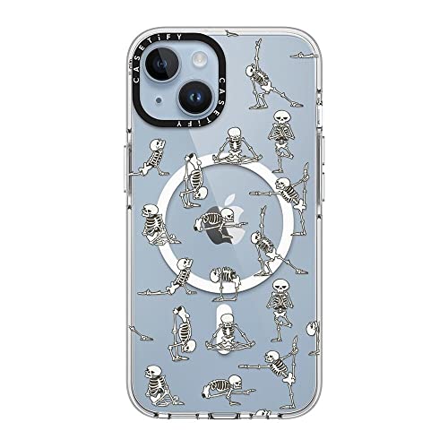 Coque transparente iPhone 14 Magsafe yoga squelette blanc