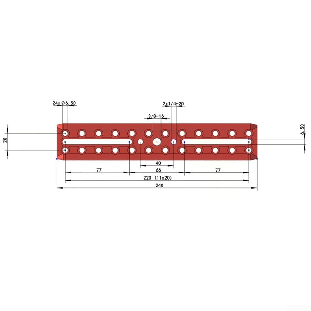 Astronomisches Teleskop Schwalbenschwanzplatte, Vixen Style Guide Zielfernrohrhalterung, 2-in-1 Dual-Slot-Aluminium-Legierung Schiene für Astrofotografie, rot, 120–445 mm verstellbare Länge (240 mm)