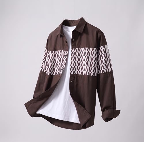 Image of Afflatus Men's Casual Shirt with Geometric Print | Premium Cotton Full Sleeve Shirt for Men | Stylish Regular Fit Fashion Trend | Casual, Party & Smart Casual Wear