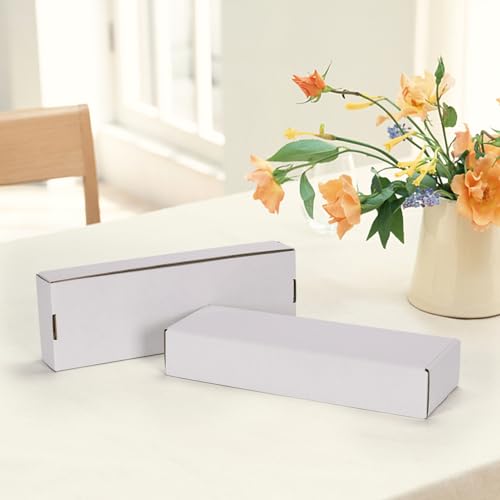 Image of HORLIMER 12x4x2 inches Shipping Boxes Set of 25, White Corrugated Cardboard Box Literature Mailer