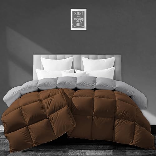Image of Luxurious 500 GSM Winter Comforter Double Bed Size (90 inchX100 inch) - Premium Collection Heavy Winter Comforter 500 GSM Microfiber Fill - Duvet /Blanket Double Bed - Chocolate Brown /Silver Grey Color