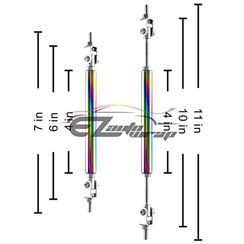 Ezauto Wrap Blue 6"-8" Adjustable Front/Rear Frame Bumper Lip Splitter Strut Rod Support Bar #TOP3