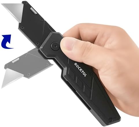 Miniatura 2 de Cuchillos utilitarios, cuchillo utilitario plegable con hoja de cambio rápido, cortador de caja, bloqueo de botón (1 paquete con 5 cuchillas