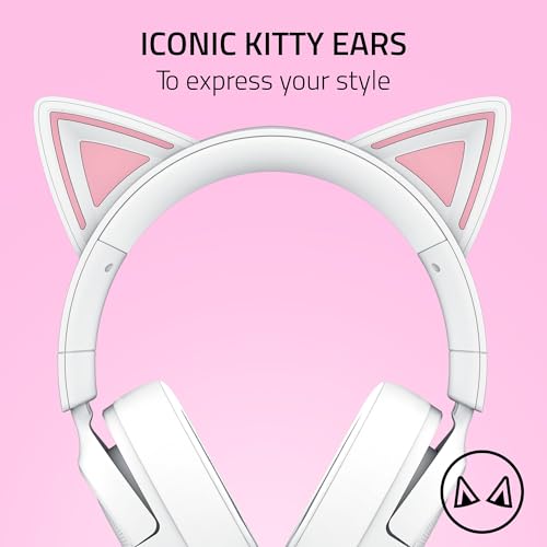 Razer Kraken Kitty V3 X - Wired Kitty Headset for Gaming - Iconic Kitty Ears - 270g Lightweight - HyperClear Cardioid Mic - TriForce 40 mm Drivers - 3,5mm Audio Jack | White