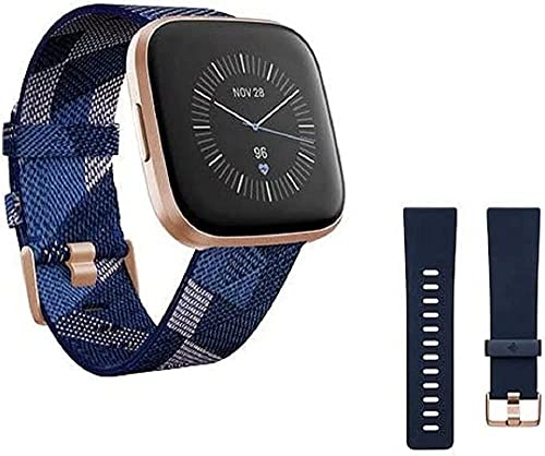 Fitbit Versa 2 Special Edition Health And Fitness Smart Watch With Heart Rate, Music, Alexa Built-In, Sleep And Swim Tracking, Navy And Pink Woven/Copper Rose, One Size (S And L Bands Included), 2.3 #TOP9