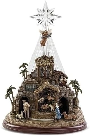 Roman 18 Inch H Lighted Musical Nativity with Star, Christmas Decoration