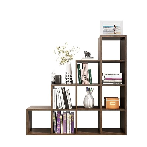 Image of Bniture 10 Tier Engineered Wood Open Book Shelf Wooden Bookshelf for Home & Study Room | Multipurpose Free Stand Book Case Storage Organizer for Living Room, Office & Home | Flower Wenge