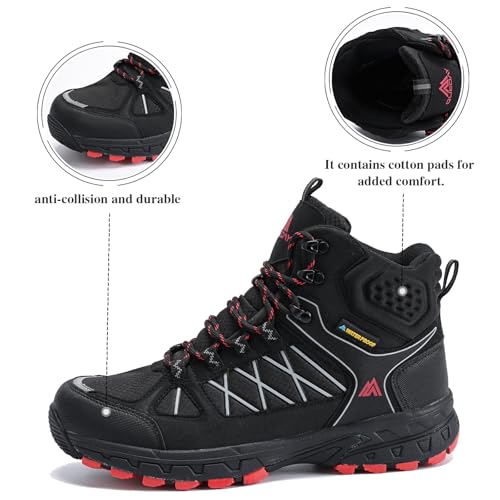 Queday Men's Hiking Boots Waterproof Outdoor Lightweight Trekking Shoes Ankle High Boots2