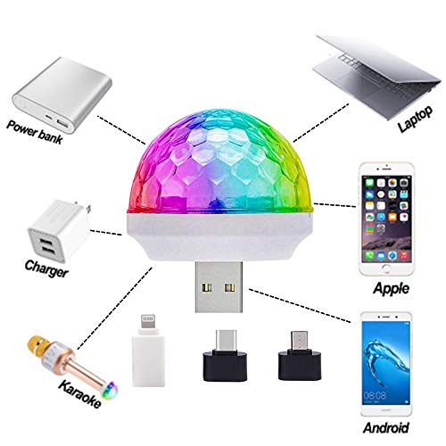 USB Mini Disco Lights, Stage DJ Lights,Boolian, Magic Ball Lights, Stage Lights, USB Port Power, Birthday Party Christmas Family KTV Wedding Show bar car Interior Decoration Good Choice (2-pcs) - Thumbnail 2