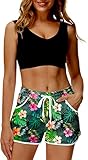 Deerose Floral Print Board Shorts Swim Trunks Women Summer Tropical Hawaiian Surf Bottom Palm XL