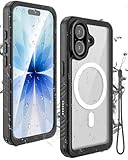 Miimall Funda Magnética para iPhone 17 con Protector Pantalla, [IP68 Impermeable Sumergible] Militar Antigolpes Protección Completa de 360, Dura Doble Hermetica Estanca Carcasa para iPhone 17, Negro