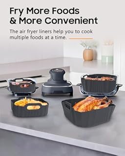 Silicone Liners for Ninja Crispi FN101GY FN101SG FN101ST, Reusable Non-Stick Ninja Crispi 4-in-1 portable glass air fryer Accessories, Large & Small Pot Basket Compatible with 4 QT & 6 Cup Container