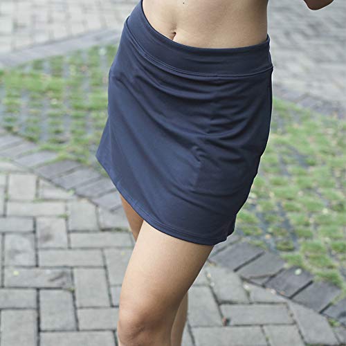 RAD Ryandrew Women's Athletic Skorts Lightweight Active Skirts with Shorts Running Tennis Golf Workout Sports Pickleball. (Navy Zipper Pockets Xanh keo, M)