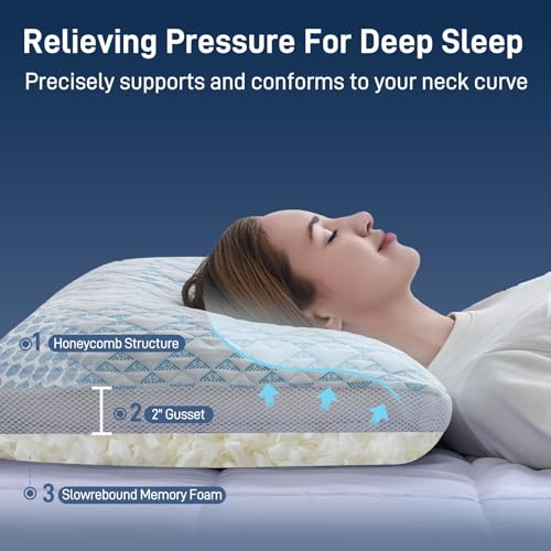 Shredded Memory Foam Cooling Soft Bamboo Viscose Pillow King Size, Adjustable Hypoallergenic Hotel Quality Bed Pillow for Side, Back and Stomach Sleeper, Oeko-TEX Certified