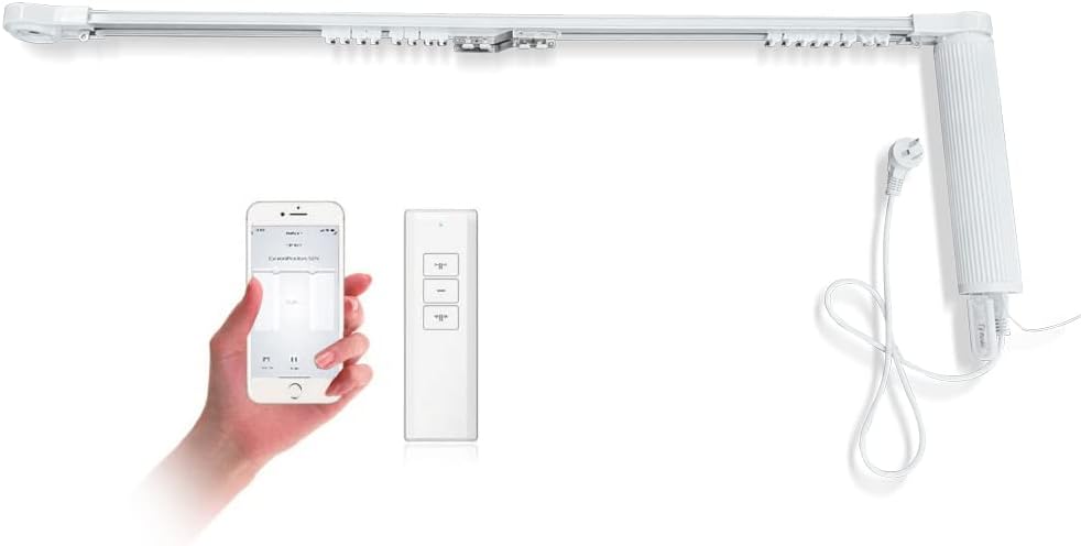 OlideSmart DIY WiFi Smart Automatic Curtain Motor Track System, Automatic Curtain Motor, Blinds Tracks, Length can be Customized (White, 4.2m)