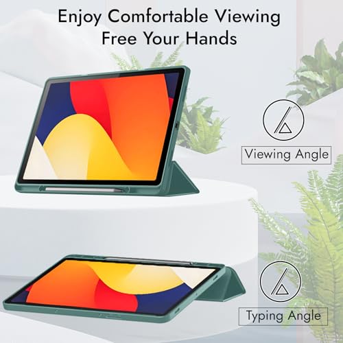 Image of Robustrion Case for Moto Pad 60 Pro 12.7 inch Cover Case with [Pencil Holder] [Soft Flexible Case] for Motorola Pad 60 Pro Cover 12.7 inch [Auto Sleep Wake Support] - Dark Green