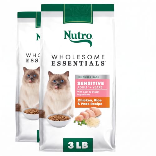 Nutro Wholesome Essentials Natural Dry Cat Food, Sensitive Chicken, Rice & Peas Recipe Kibble, 3 lb. Bag (Pack of 2) - image 1