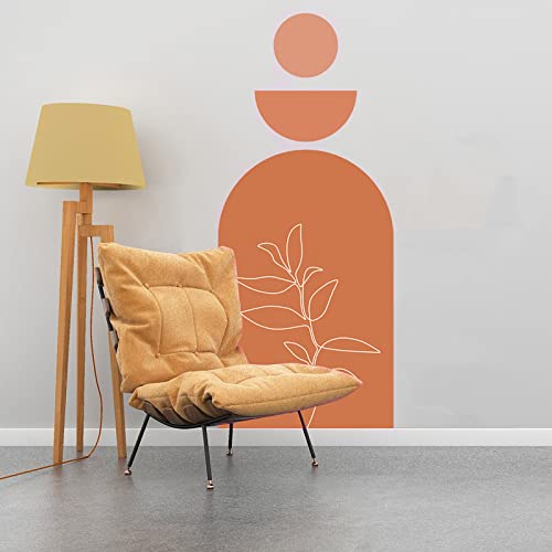 (21”X51”) Arch Wall Decal Decor Sticker, Boho Wall Decor Sticker, Boho Decal, Wall Decals For Living Room, Wall Mural Boho Decor, Removable Arch Wall Stickers, Peel And Stick(Orange) #TOP4