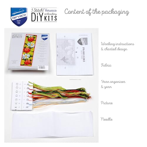 Image of Vervaco Bookmark Ladybirds Counted Cross Stitch Kit, Multi-Colour