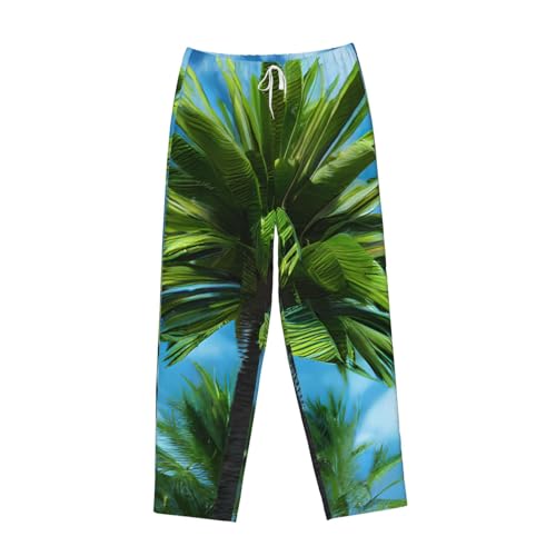 Pantalon de pyjama d'été femme imprimé palmier doux et thermique pour la nuit
