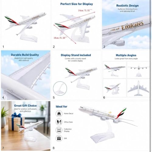 Image of Aeroplane Airways Airlines Scale Model Only for Display, Die Cast Metal Aircraft Highly Detailed Replica Gift for Aviation Enthusiasts for Kid
