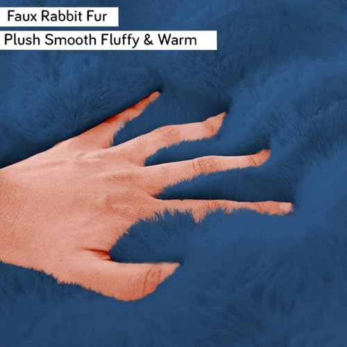 Image of Luxe Home Premium Rabbit Fur Sofa Cover 3 Seater Ultra-Soft Washable Anti-Slip Slipcover for Sofa (Teal, 68x183 cm)
