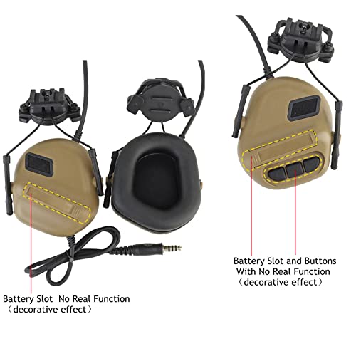 Jffcestore Helmet Way Tactical Headset Earmuff No Noise Reduction For Z.tactical Series Ptt (Tan) #TOP1