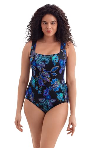 Women's Swimwear Majorelle Garden Butterfly Back Tank One Piece Swimsuit, Blue, 14