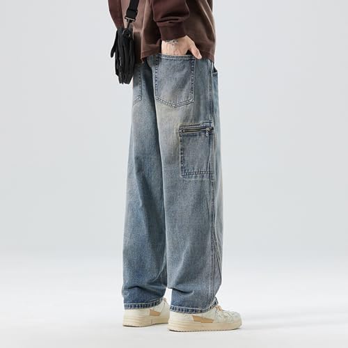 Baggy Jeans Men Elastic Waist Loose Fit Vintage 90s Denim Pants Y2k Hip Hop Straight Leg Skater Jeans Streetwear2