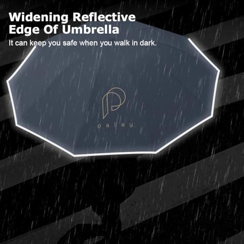 Image of PALAY 3 Fold Rain Umbrella with Reflective Strap, Large