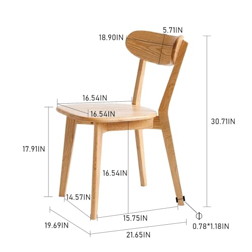 Sillas de comedor de madera de roble estables para estudio y dormitorio 4