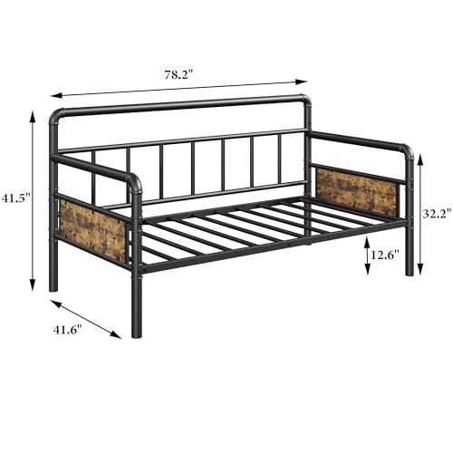 GarveeHome Metal Daybed Frame Twin Size,Heavy Duty Metal Twin Bed Frame,Daybed for Living Room Bedroom Guest Room, Black