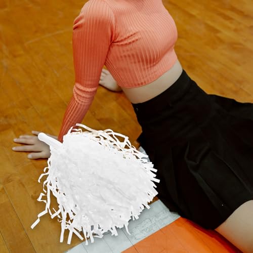 Pompons de cheerleading blancs solides contre la fatigue - 7