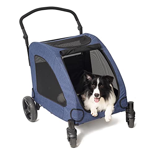 LATGLEND 4 Wheel Foldable Pet Stroller for Dog, Breathable with Adjustable Handle Medium or Large Dog and Cat, Light…