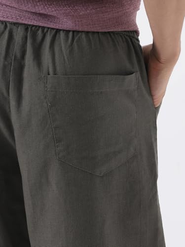 Image of Urbano Fashion Men's Loose Fit Solid Linen Blend Trousers Non-Stretchable