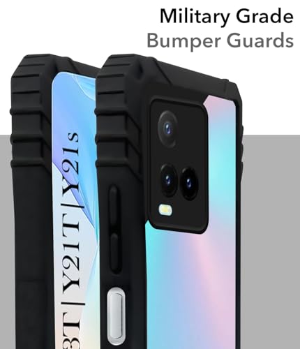 Image of Jkobi Crystal Back Cover Case for Vivo Y33T | Vivo Y21T | Vivo Y21s (Ultimate Shockproof Bumpers | Anti Yellow | Rugged Armor | Hybrid PC | Black)