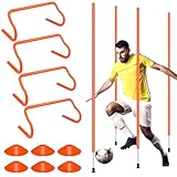 JellyArch Agility Training Equipment Soccer Speed Training Includes 4 Adjustable Soccer Agility Poles 4 Agility Hurdles 6 Soccer Cones for Youth Adults Athletes Football Soccer Training(Orange)